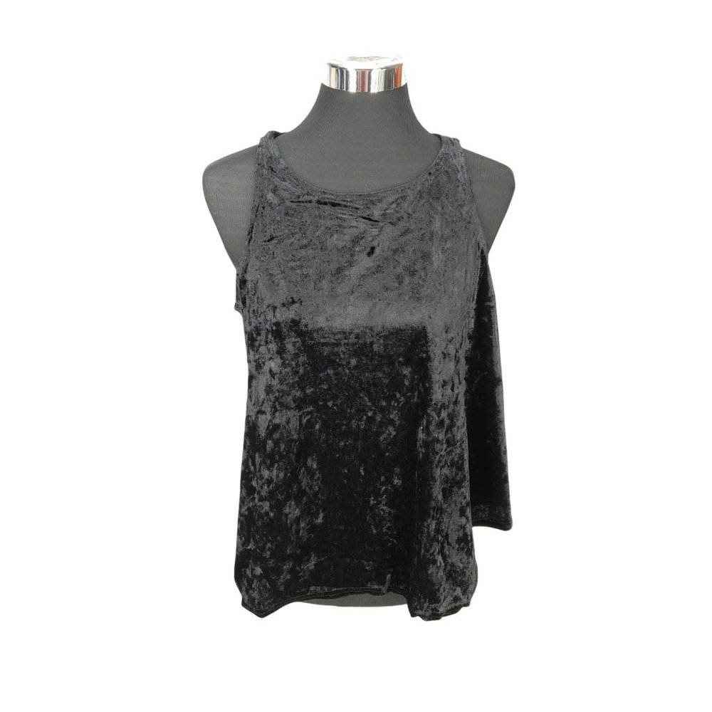 Rue21 Juniors Black Crushed Velvet Tank Top Sleeveless Rounded Hem Casual XL